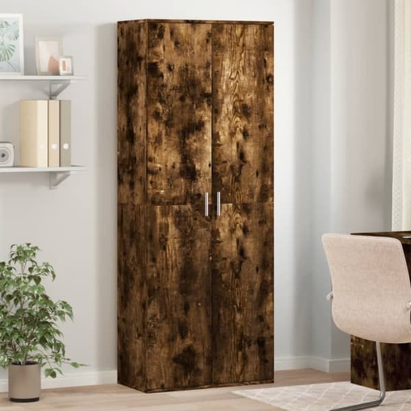 vidaXL højskab 70x35x180 cm konstrueret træ røget egetræsfarve