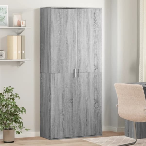 vidaXL højskab 80x35x180 cm konstrueret træ grå sonoma-eg