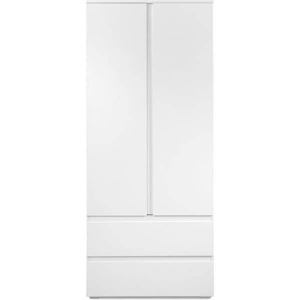 Bild 60A skåp - 2 gångjärnsdörrar - 2 lådor - Matt Vit - L80 x H191 x D55 cm
