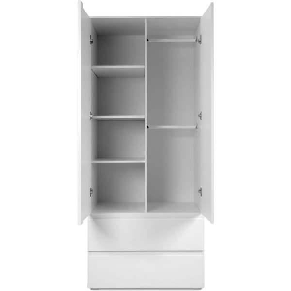 Bild 60A skåp - 2 gångjärnsdörrar - 2 lådor - Matt Vit - L80 x H191 x D55 cm