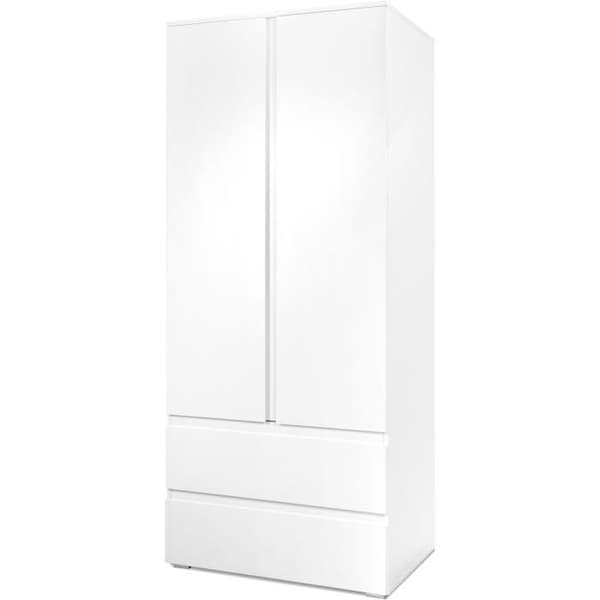 Bild 60A skåp - 2 gångjärnsdörrar - 2 lådor - Matt Vit - L80 x H191 x D55 cm