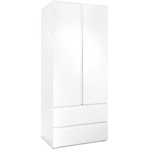Bild 60A skåp - 2 gångjärnsdörrar - 2 lådor - Matt Vit - L80 x H191 x D55 cm