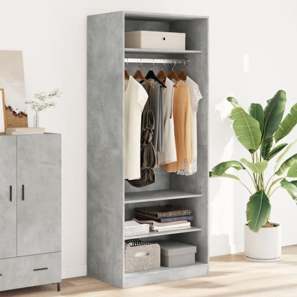 vidaXL Garderobe betonggrå 80x50x200 cm konstruert tre
