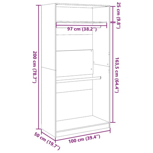 vidaXL Garderobeskap hvit 100x50x200 cm sponplate