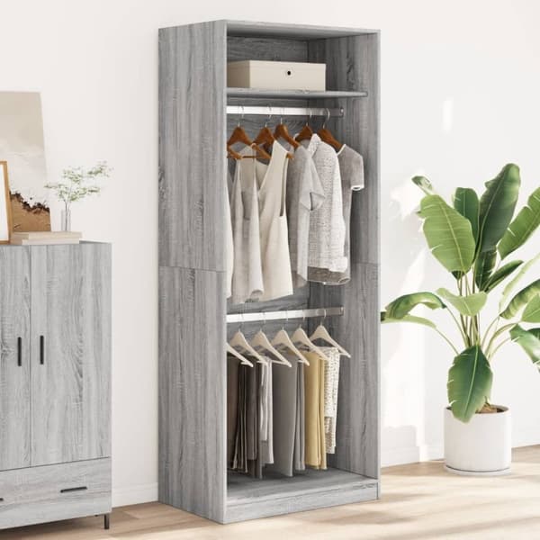 vidaXL Garderobe grå sonoma 80x50x200 cm konstruert tre