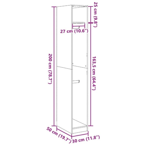 vidaXL Garderobe svart 30x50x200 cm konstruert tre