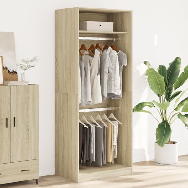 vidaXL klædeskab 80x50x200 cm konstrueret træ sonoma-eg