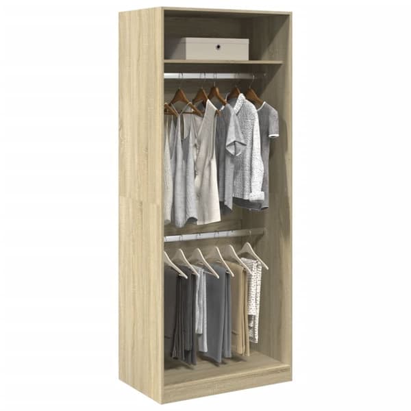 vidaXL klædeskab 80x50x200 cm konstrueret træ sonoma-eg
