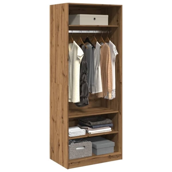 vidaXL Garderobe artisan eik 80x50x200 cm konstruert tre