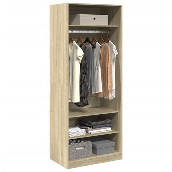 vidaXL Garderob sonoma-ek 80x50x200 cm konstruerat trä