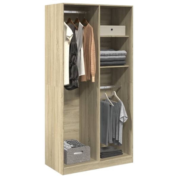 vidaXL klædeskab 100x50x200 cm konstrueret træ sonoma-eg