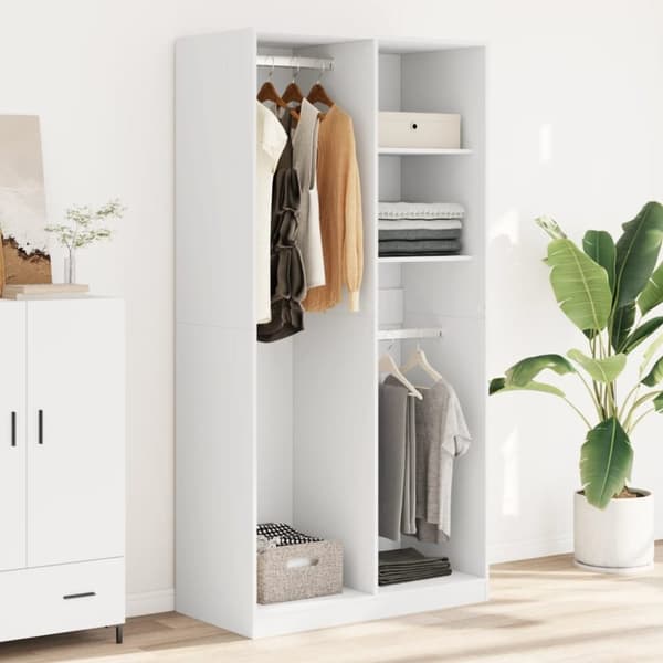 vidaXL klædeskab 100x50x200 cm konstrueret træ hvid