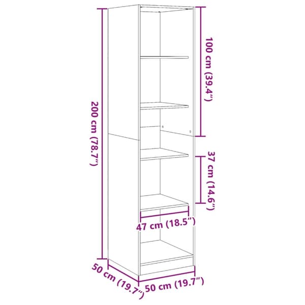 vidaXL Vaatekaappi ruskea tammi 50x50x200 cm tekninen puu