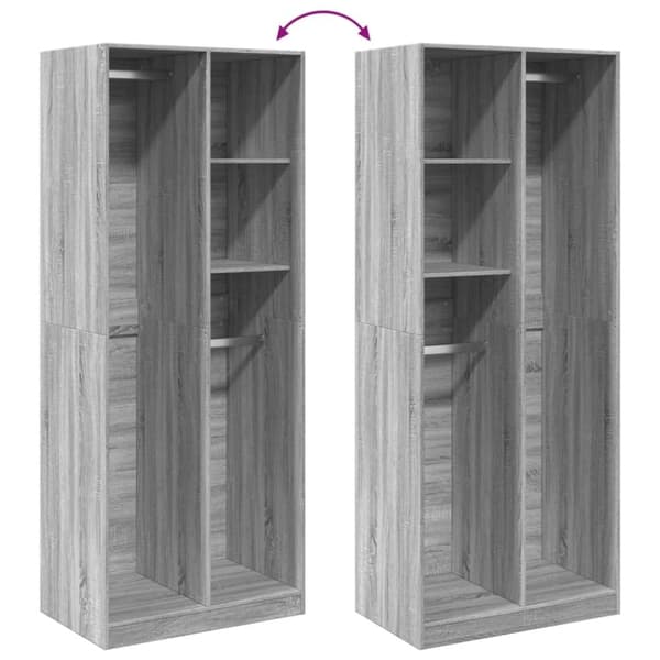 vidaXL Garderobe grå sonoma 80x50x200 cm konstruert tre