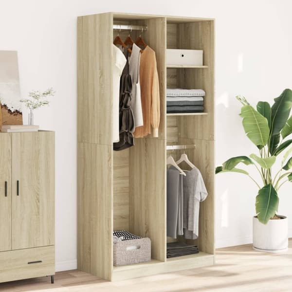 vidaXL Garderobe sonoma eik 100x50x200 cm sponplate