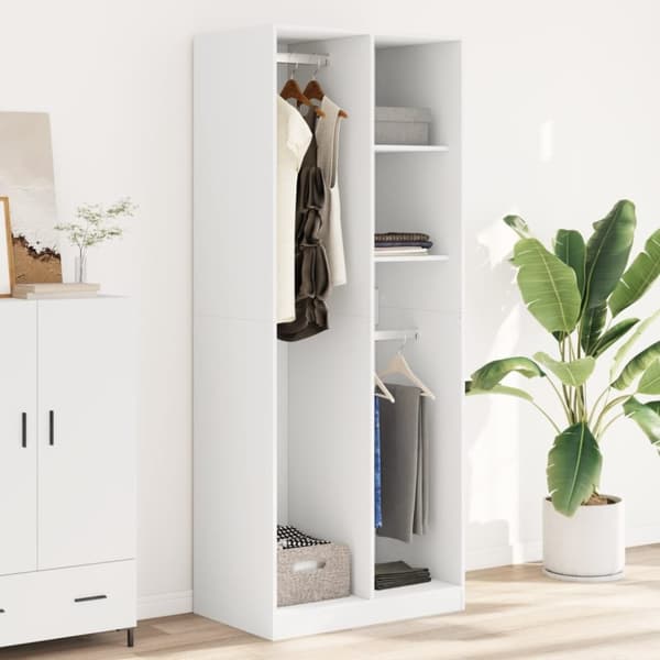 vidaXL Garderobe hvit 80x50x200 cm konstruert tre
