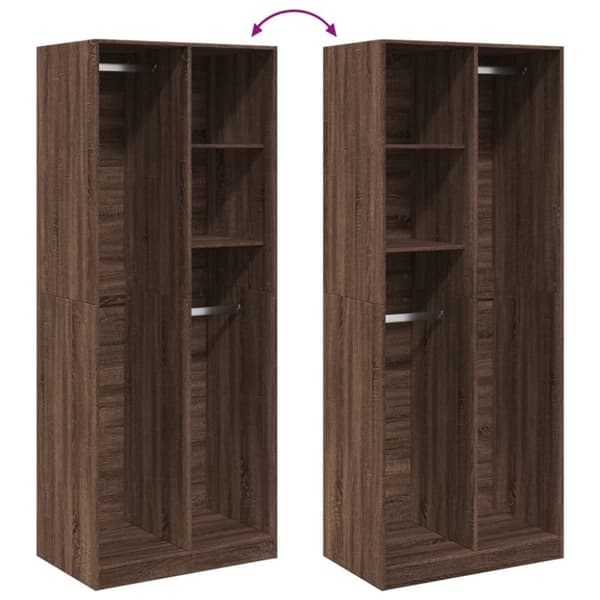 vidaXL Garderobe brun eik 80x50x200 cm konstruert tre