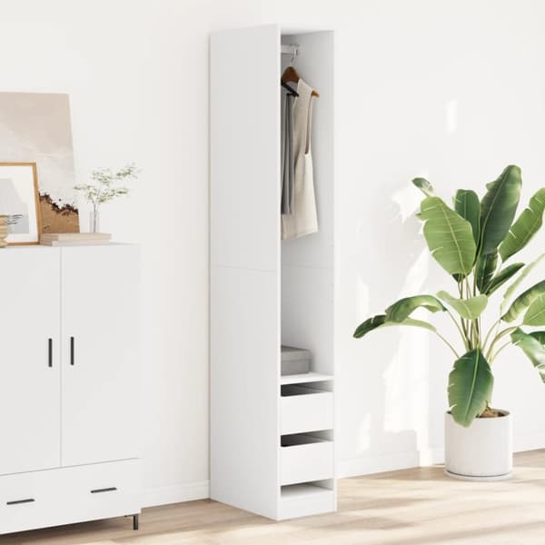 vidaXL Garderob vit 30x50x200 cm konstruerat trä