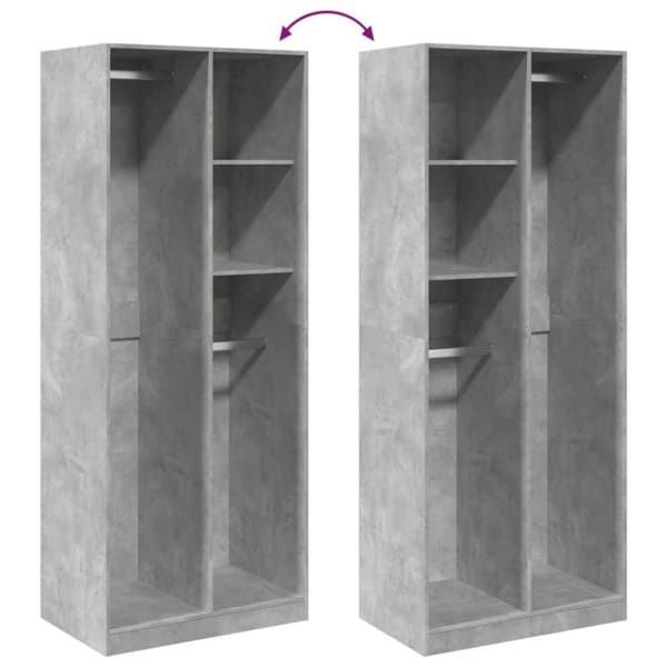 vidaXL Garderobe betonggrå 80x50x200 cm konstruert tre