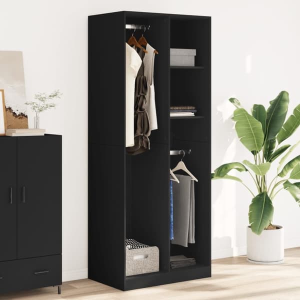 vidaXL Garderobe svart 80x50x200 cm konstruert tre