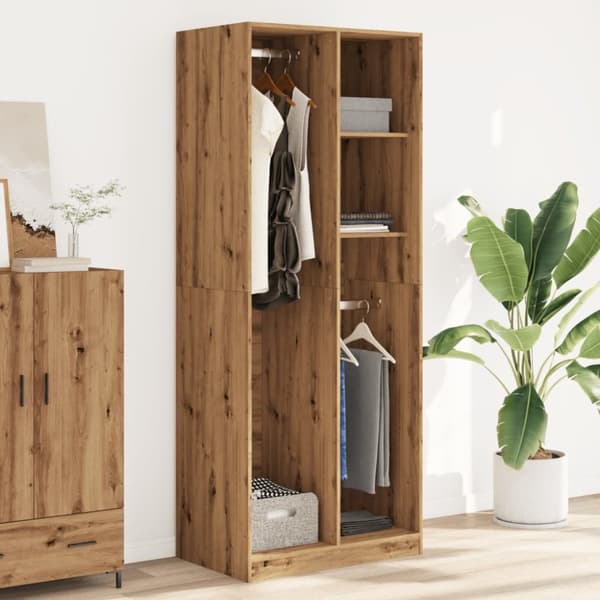 vidaXL klædeskab 80x50x200 cm konstrueret træ egetræslook