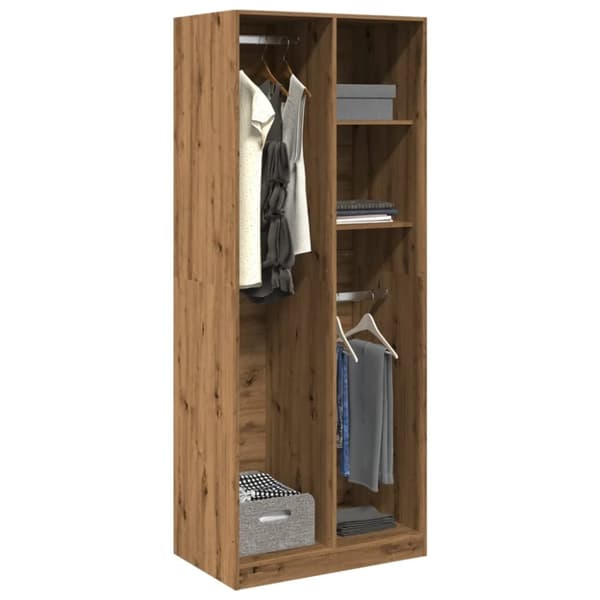 vidaXL klædeskab 80x50x200 cm konstrueret træ egetræslook