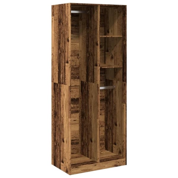 vidaXL klædeskab 80x50x200 cm konstrueret træ gammelt træ-look