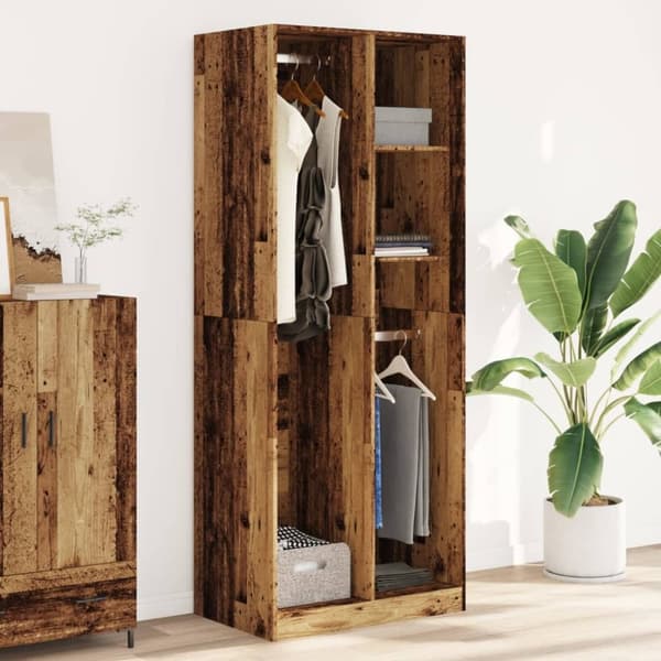 vidaXL klædeskab 80x50x200 cm konstrueret træ gammelt træ-look