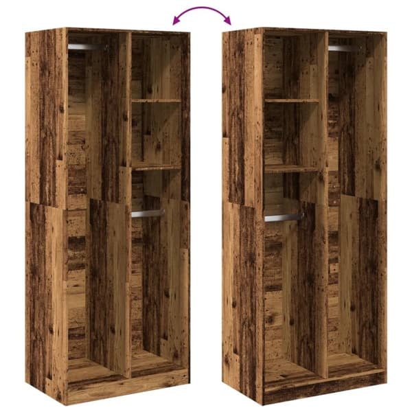 vidaXL klædeskab 80x50x200 cm konstrueret træ gammelt træ-look