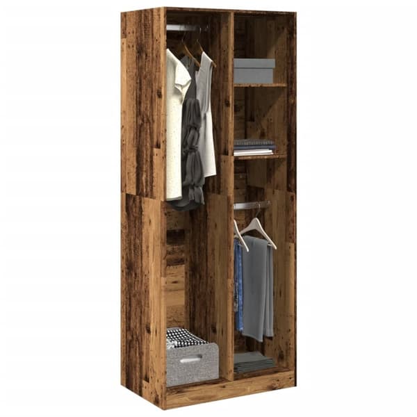 vidaXL klædeskab 80x50x200 cm konstrueret træ gammelt træ-look