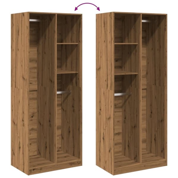 vidaXL Garderobe artisan eik 80x50x200 cm konstruert tre