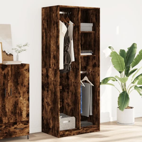 vidaXL Garderobe røkt eik 80x50x200 cm konstruert tre