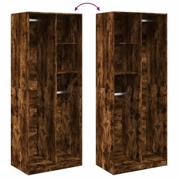 vidaXL Garderobe røkt eik 80x50x200 cm konstruert tre