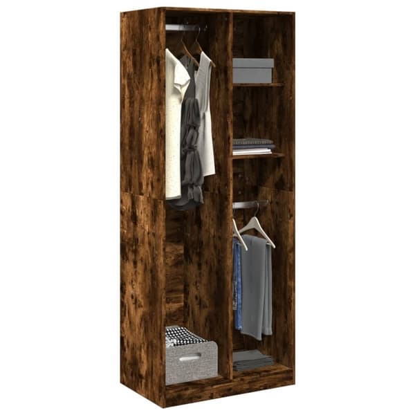 vidaXL Garderobe røkt eik 80x50x200 cm konstruert tre