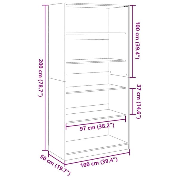 vidaXL Garderobe gammelt tre 100x50x200 cm konstruert tre