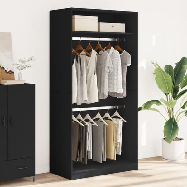vidaXL klædeskab 100x50x200 cm konstrueret træ sort