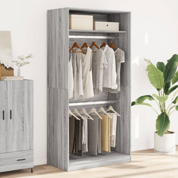 vidaXL Garderobe grå sonoma 100x50x200 cm konstruert tre