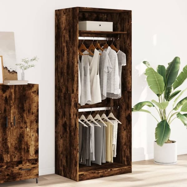 vidaXL Garderobe røkt eik 80x50x200 cm konstruert tre