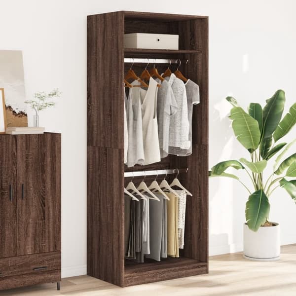 vidaXL Garderobe brun eik 80x50x200 cm konstruert tre