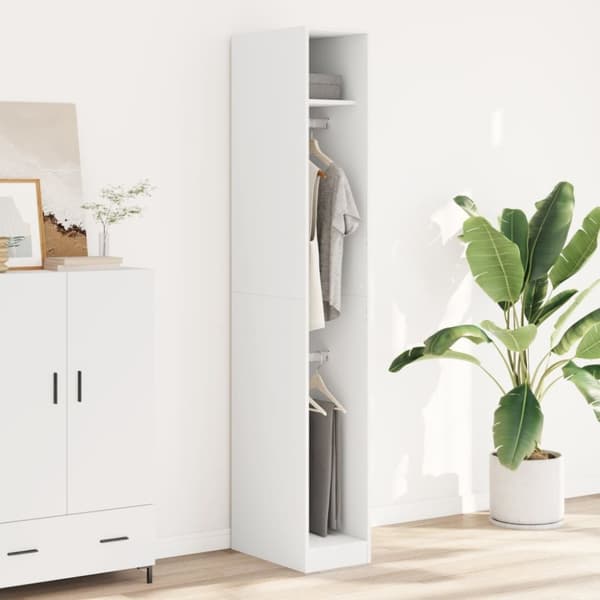 vidaXL Garderobe hvit 30x50x200 cm konstruert tre