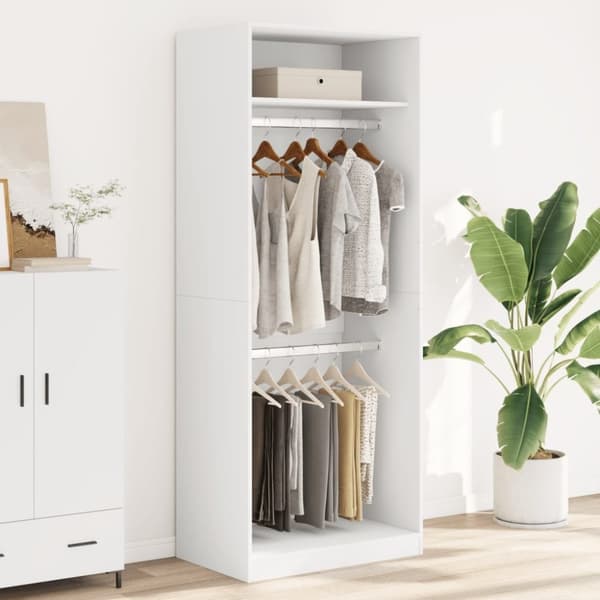 vidaXL klædeskab 80x50x200 cm konstrueret træ hvid