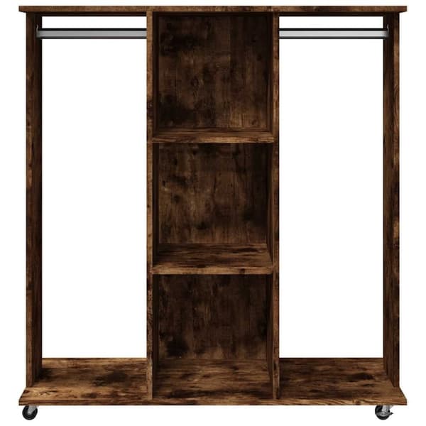 vidaXL Garderobe med hjul røkt eik 102x38x110 cm konstruert tre