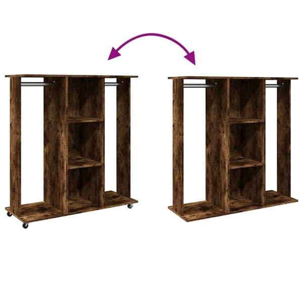 vidaXL Garderobe med hjul røkt eik 102x38x110 cm konstruert tre