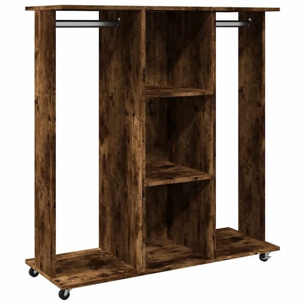 vidaXL klædeskab med hjul 102x38x110 cm konstrueret træ røget egetræ