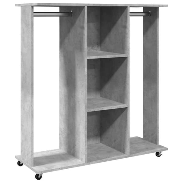 vidaXL Vaatekaappi pyörillä betoninharmaa 102x38x110 cm tekninen puu