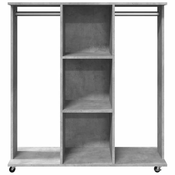 vidaXL Vaatekaappi pyörillä betoninharmaa 102x38x110 cm tekninen puu