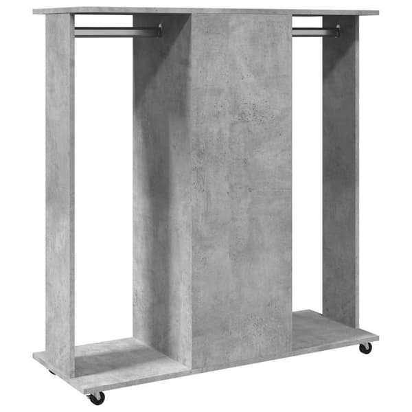 vidaXL Vaatekaappi pyörillä betoninharmaa 102x38x110 cm tekninen puu
