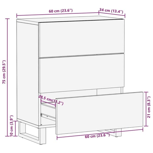 vidaXL Skänk 60x34x75 cm massivt akaciaträ