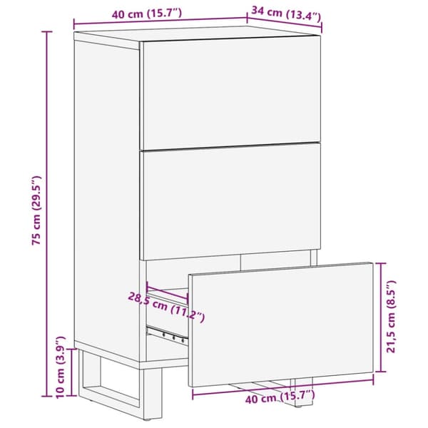 vidaXL skænk 40x34x75 cm massivt mangotræ brun