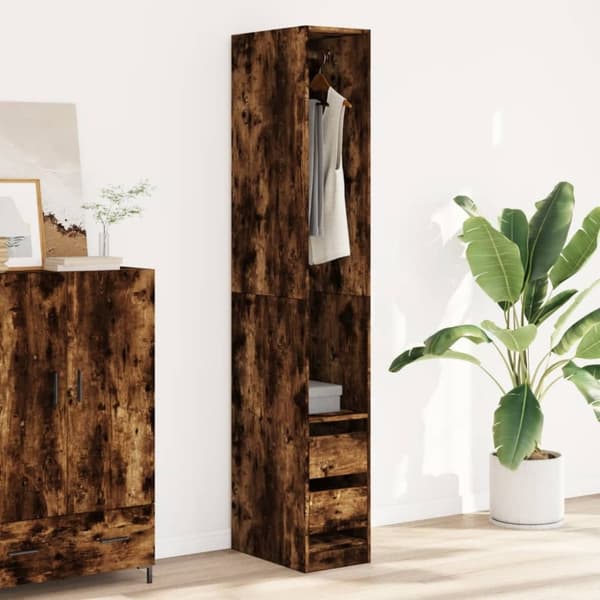 vidaXL Garderob rökfärgad ek 30x50x200 cm konstruerat trä